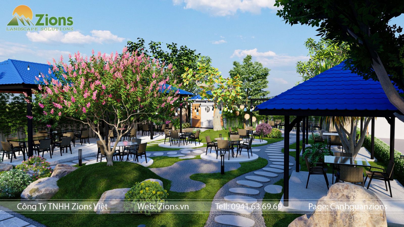 Thiết kế sân vườn quán cafe đẹp